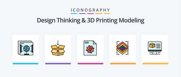 design thinking and d printing modeling line vector image