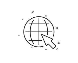 globe with mouse cursor line icon world sign vector image