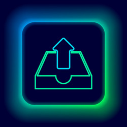 glowing neon line upload inbox icon isolated vector image
