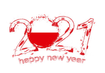 happy new 2021 year with flag poland vector image