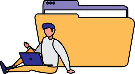 man using folder document vector image