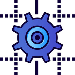 setting gear computing line flat color icon vector image