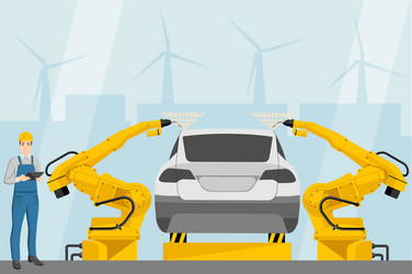 Smart Factory Automation - Robot Welding vector image