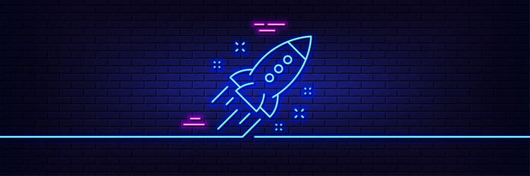 Startup line icon launch project sign neon light Vector Image