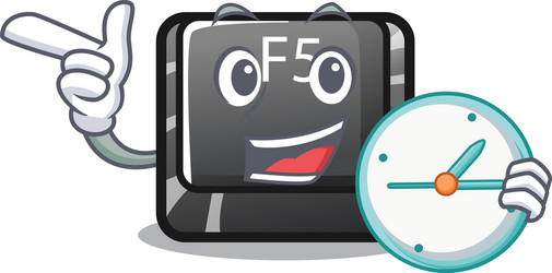 with clock f5 installed on mascot computer vector image