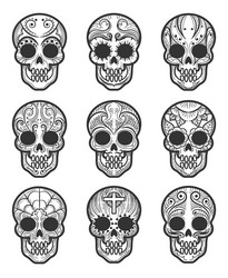 Mexican Sugar Skull Set Vector Image
