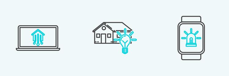 set line smart watch with house and alarm vector image