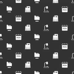 set table lamp calendar document folder and paper vector image