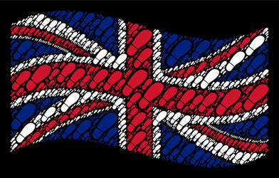 waving british flag mosaic of boot footprint items vector image