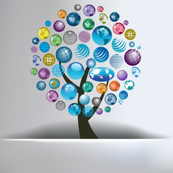 globe tree abstract background vector image