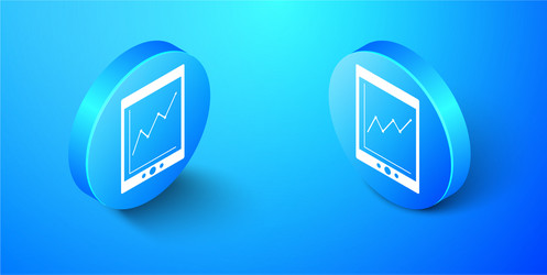 isometric tablet with statistic graph chart icon vector image