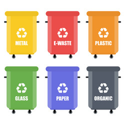 trash in garbage cans with sorted icons vector image