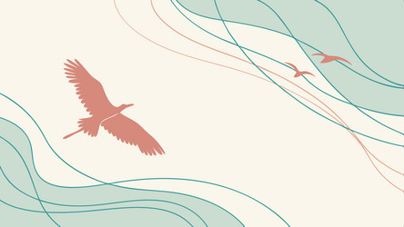 abstract soaring bird with flowing ribbons in sky vector image