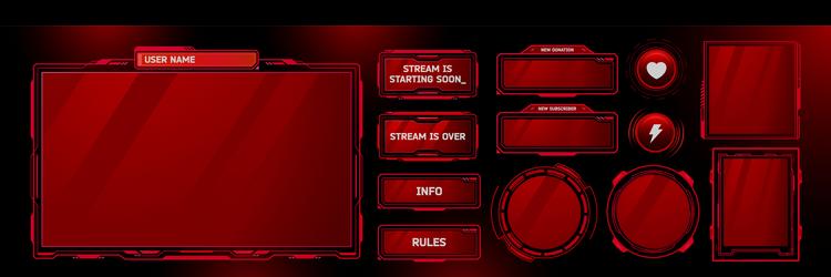 game stream ui frames set isolated on black vector image