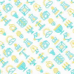 lighting seamless pattern with thin line icons vector image