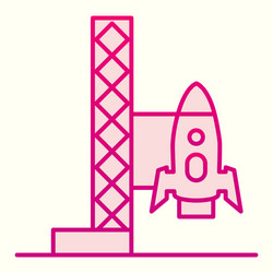 rocket launch line icon spaceship with ladder vector image