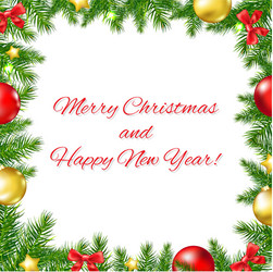 xmas fir tree frame with red ribbon and text vector image