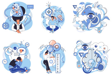 exploring positive and negative mindsets through vector image