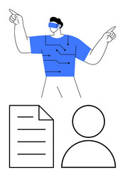 man using vr technology and virtual interface vector image