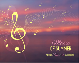 seaside blurred background with music note and key vector image