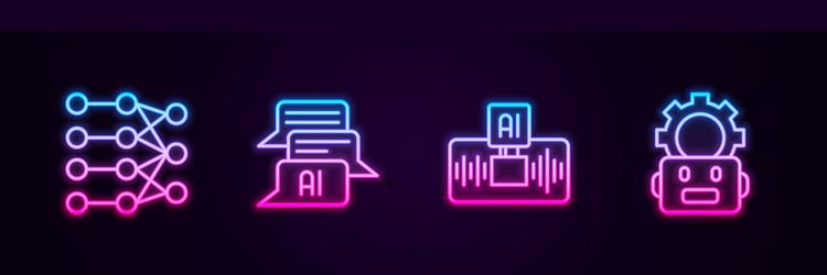 set line neural network chat bot artificial vector image