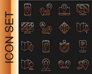 set line route location parking folded map vector image