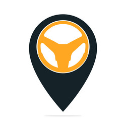 Car helm and map pointer logo combination Vector Image