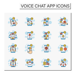 drop in audio app color icons set vector image