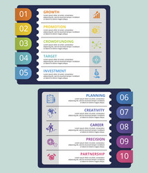 infographic startup template icons in different vector image
