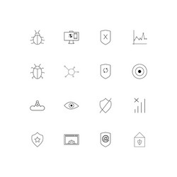 internet security simple linear icons set vector image