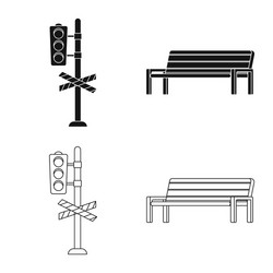 isolated object of train and station symbol set vector image