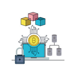 bitcoin digital currency secure network desktop vector image