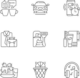 Daily Routine Icons - Linear Style vector image