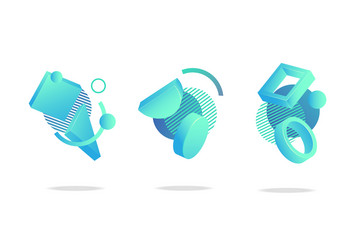 set abstract dynamic badges icons or shapes vector image