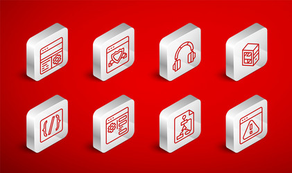 set line browser with exclamation mark shield vector image