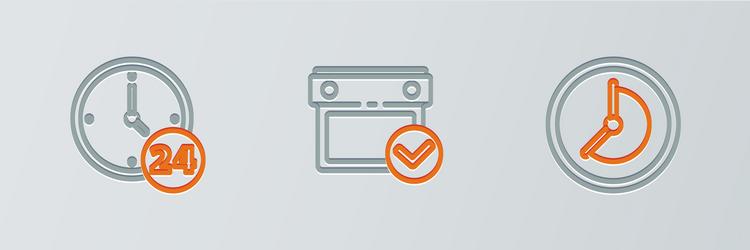 set line clock 24 hours and calendar with check vector image