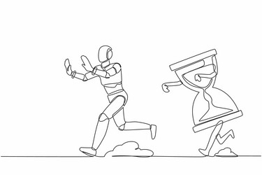 single continuous line drawing stressed robot vector image
