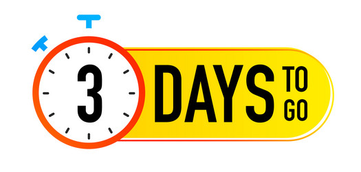3 days to go timer symbol colorful style vector image