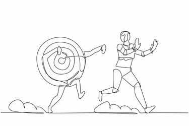 continuous one line drawing stressed robot being vector image