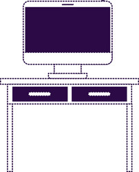 desk table with drawers and desktop computer above vector image