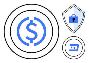 digital currency with security and e-commerce vector image