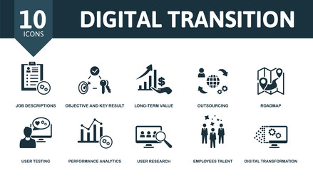 digital transition set icon editable icons vector image
