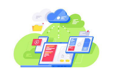 isolated 3d isometric information processing vector image