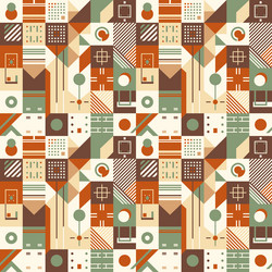 seamless pattern in retro style with abstract vector image