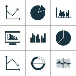 set of graphs diagrams and statistics icons vector image