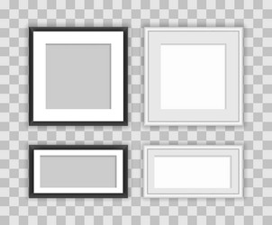 set realistic square black and white frames vector image