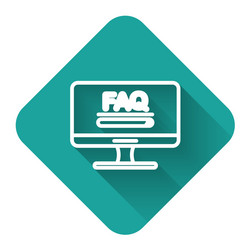 white line computer monitor with text faq vector image