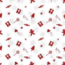 christmas object silhouette repeat pattern in red vector image