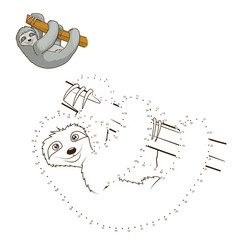 Connect the Dots Sloth Game vector image