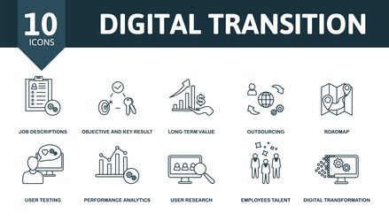 digital transition set icon editable icons vector image